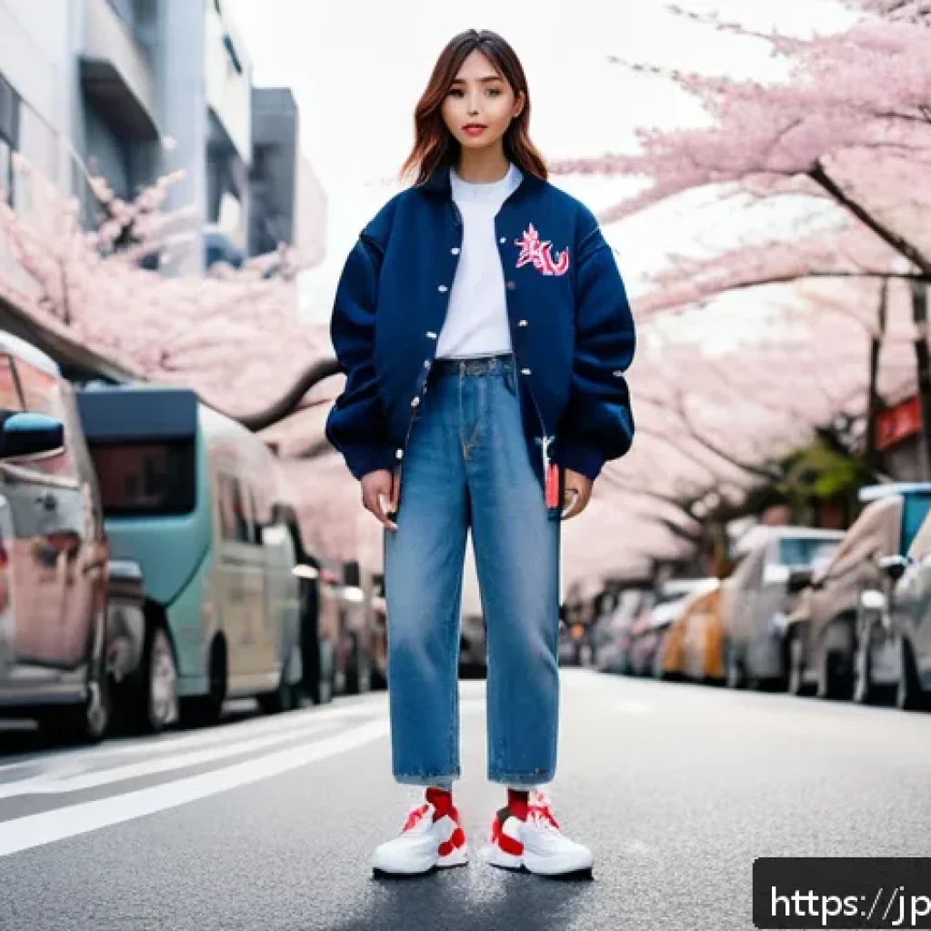 MLB 빅볼청키와 휠라 디스럽터2 리뷰 - A stylish young Japanese woman wearing vibrant MLB Big Ball Chunky sneakers with thick, rounded sole...