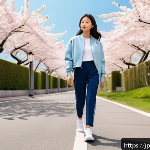 푸마 캘리와 휠라 디스럽터 비교 - A stylish urban scene featuring a young Japanese woman wearing Puma "Cali" sneakers in soft pastel b...