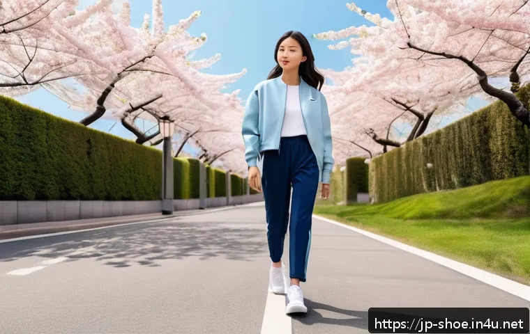 푸마 캘리와 휠라 디스럽터 비교 - A stylish urban scene featuring a young Japanese woman wearing Puma "Cali" sneakers in soft pastel b...
